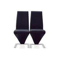 Demi Z Dining Chairs In Black Faux Leather in A Pair