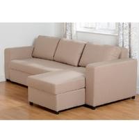 Dexter Corner Sofa Bed In Light Brown Fabric With Storage
