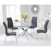 Denver 110cm Glass Dining Table with Grey Calgary Chairs