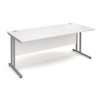 DELUXE SILVER CANTILEVER LEG 1800MM SYSTEM DESKING - WHITE