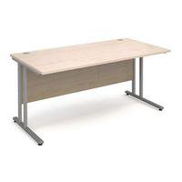 DELUXE SILVER CANTILEVER LEG 1600MM SYSTEM DESKING - MAPLE