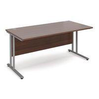 DELUXE SILVER CANTILEVER LEG 1600MM SYSTEM DESKING - WALNUT