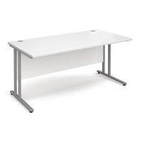 DELUXE SILVER CANTILEVER LEG 1600MM SYSTEM DESKING - WHITE