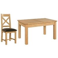 Devonshire Siena Oak Dining Set - Small Table with 4 Cross Back Chairs