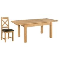 Devonshire Siena Oak Dining Set - Large Table with 6 Cross Back Chairs