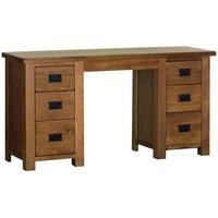 Devonshire Rustic Oak Dressing Table - Double Pedestal