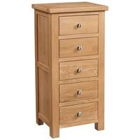 Devonshire Dorset Oak Chest of Drawer - Wellington 5 Drawer