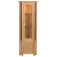 devonshire new oak glass display cabinet corner