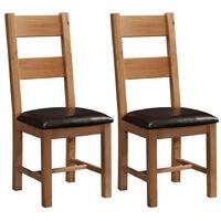 Devonshire Rustic Oak Dining Chair - Ladder Back (Pair)