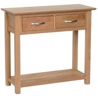 devonshire new oak console table 2 drawer