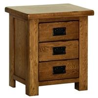 devonshire rustic oak bedside cabinet small 3 drawer