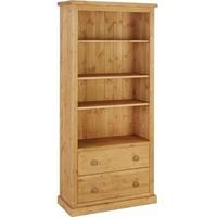 Devonshire Chunky Pine Bookcase - 6ft Tall 2 Drawer