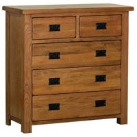 Devonshire Rustic Oak Chest of Drawer - Large 3+2 Drawer