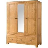 Devonshire Avon Oak Wardrobe - Triple 3 Drawer with Mirror