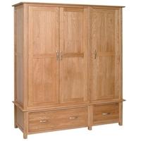 Devonshire New Oak Wardrobe - Triple 2 Drawer