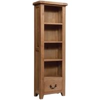 Devonshire Somerset Oak Bookcase - Tall Narrow 1 Drawer