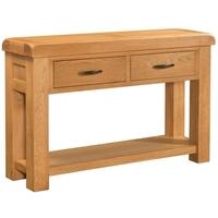 devonshire clovelly oak console table 2 drawer