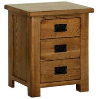 devonshire rustic oak bedside cabinet 3 drawer