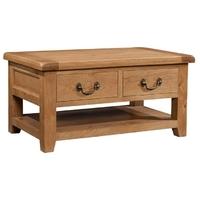 devonshire somerset oak coffee table large 2 drawer