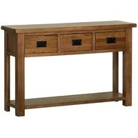 devonshire rustic oak console table 3 drawer