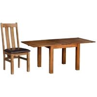 Devonshire Rustic Oak Dining Set - Flip Top Extending Table with 4 Arizona Chairs