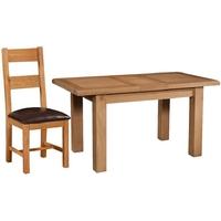 Devonshire Somerset Oak Dining Set - 1 Leaf Extending Table with 4 Chairs