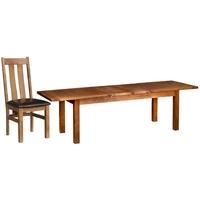 devonshire rustic oak dining set 2 leaf large extending table with 4 a ...