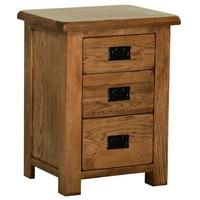 devonshire rustic oak bedside cabinet large 3 drawer