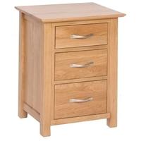 devonshire new oak bedside cabinet high 3 drawer