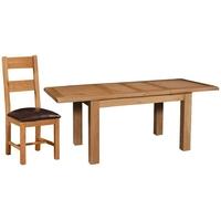 Devonshire Somerset Oak Dining Set - 2 Leaf Large Extending Table with 6 Chairs