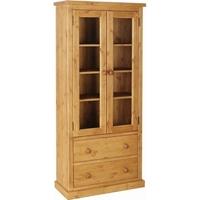 Devonshire Chunky Pine Glass Display Cabinet - 2 Door 2 Drawer