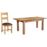 Devonshire Dorset Oak Dining Set - 120cm Table with 4 Ladder Back Chairs