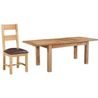 Devonshire Dorset Oak Dining Set - 132cm Table with 4 Ladder Back Chairs