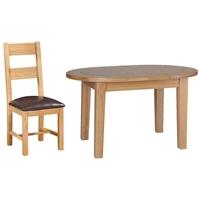 Devonshire New Oak Dining Set - Small D End Extending Table with 4 Ladder Back Chairs