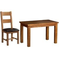 Devonshire Rustic Oak Dining Set - Small Fixed Table with 4 Ladder Back Chairs