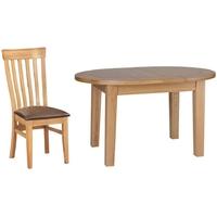 Devonshire New Oak Dining Set - Small D End Extending Table with 4 Toulouse Chairs