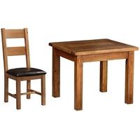 Devonshire Rustic Oak Dining Set - Large Fixed Table with 4 Ladder Back Chairs
