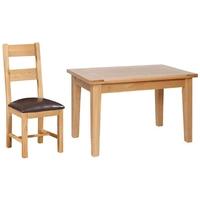 Devonshire New Oak Dining Set - Large Table with 4 Ladder Back Chairs