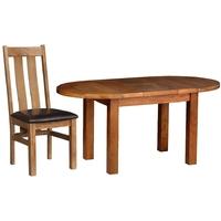 Devonshire Rustic Oak Dining Set - Small D End Extending Table with 4 Arizona Chairs