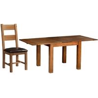 Devonshire Rustic Oak Dining Set - Flip Top Extending Table with 4 Ladder Back Chairs