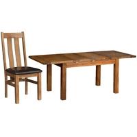 Devonshire Rustic Oak Dining Set - 2 Leaf Medium Extending Table with 4 Arizona Chairs