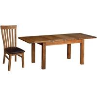 Devonshire Rustic Oak Dining Set - 2 Leaf Medium Extending Table with 4 Toulouse Chairs