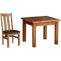 Devonshire Rustic Oak Dining Set - Large Fixed Table with 4 Arizona Chairs