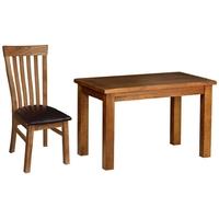 Devonshire Rustic Oak Dining Set - Small Fixed Table with 4 Toulouse Chairs