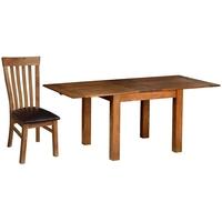 Devonshire Rustic Oak Dining Set - Flip Top Extending Table with 4 Toulouse Chairs