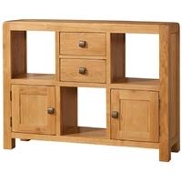 devonshire avon oak display cabinet low 2 door 2 drawer