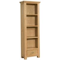 Devonshire Siena Oak Bookcase - Tall Narrow 1 Drawer