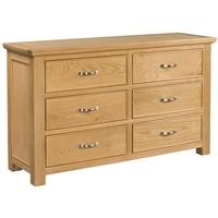 devonshire siena oak chest of drawer wide 6 drawer