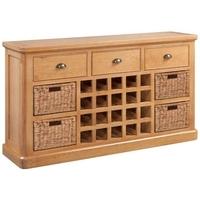 devonshire evesham oak sideboard with wine rack open