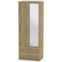 Devon Sterling Oak Wardrobe - Tall 2ft 6in with 2 Drawer and Mirror